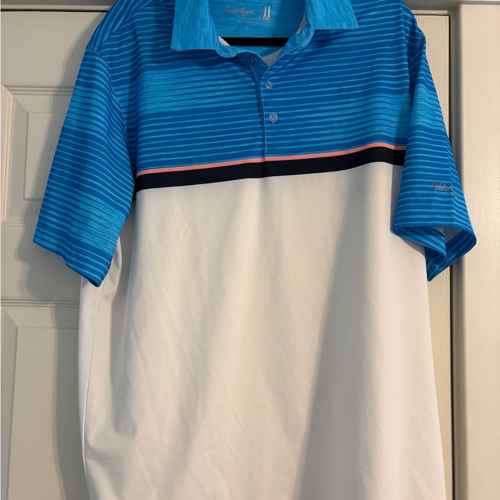 Walter Hagen Blue and White Polo Shirt